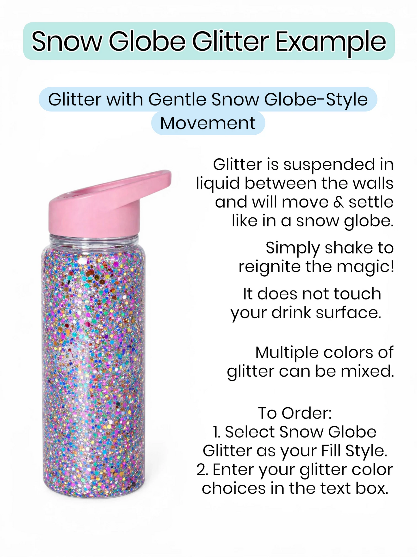 10oz Flip Straw Acrylic Custom Snow Globe Tumbler (3 Color Options)