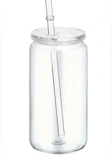 Clear acrylic tumbler with a straw on a white background