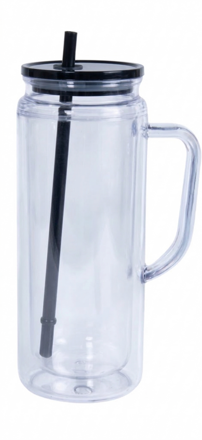 20oz Double-Wall Acrylic Tumbler with Handle (Multiple Colors)
