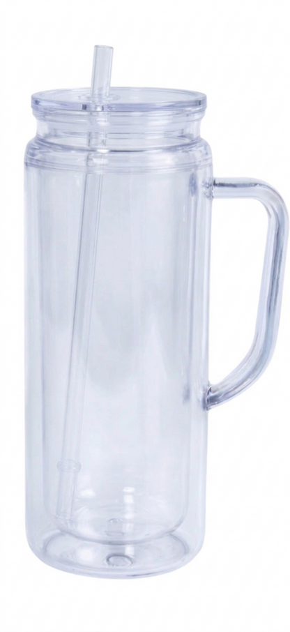 20oz Double-Wall Acrylic Tumbler with Handle (Multiple Colors)