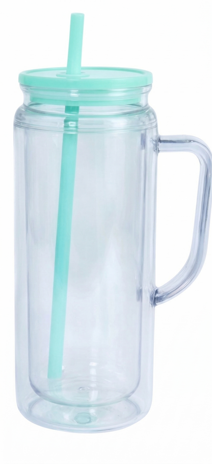 20oz Double-Wall Acrylic Tumbler with Handle (Multiple Colors)