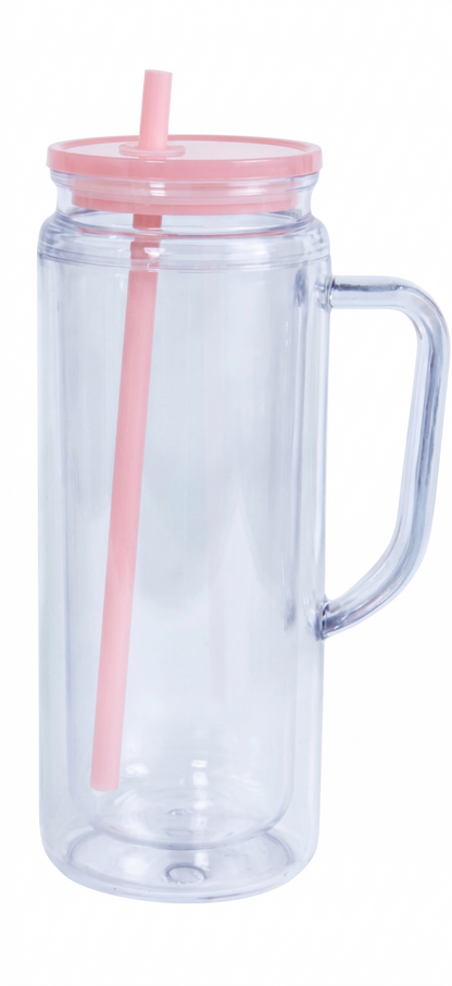 20oz Double-Wall Acrylic Tumbler with Handle (Multiple Colors)