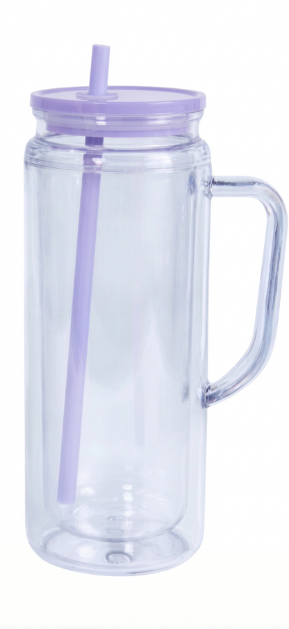 20oz Double-Wall Acrylic Tumbler with Handle (Multiple Colors)