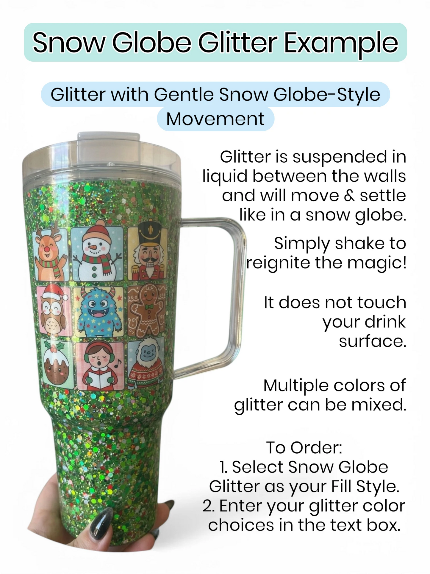 40oz Acrylic Custom Snow Globe Tumbler