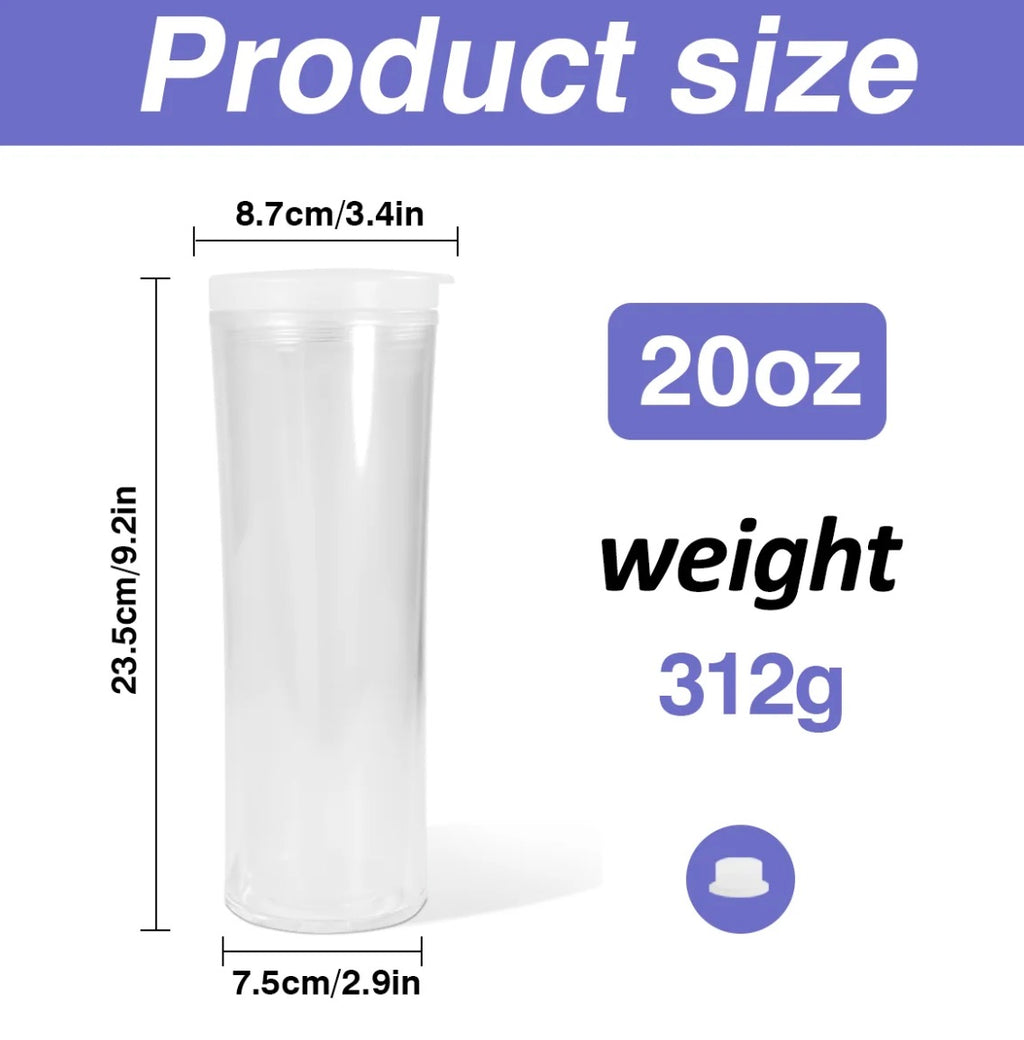 20oz. Flip-Straw Acrylic Custom Snow Globe Tumbler