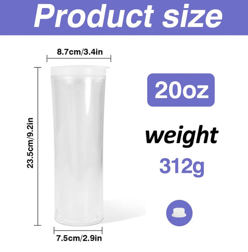 20oz. Flip-Straw Acrylic Custom Snow Globe Tumbler