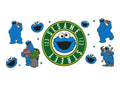 Collection of blue cartoon characters with Sesame Street logo
