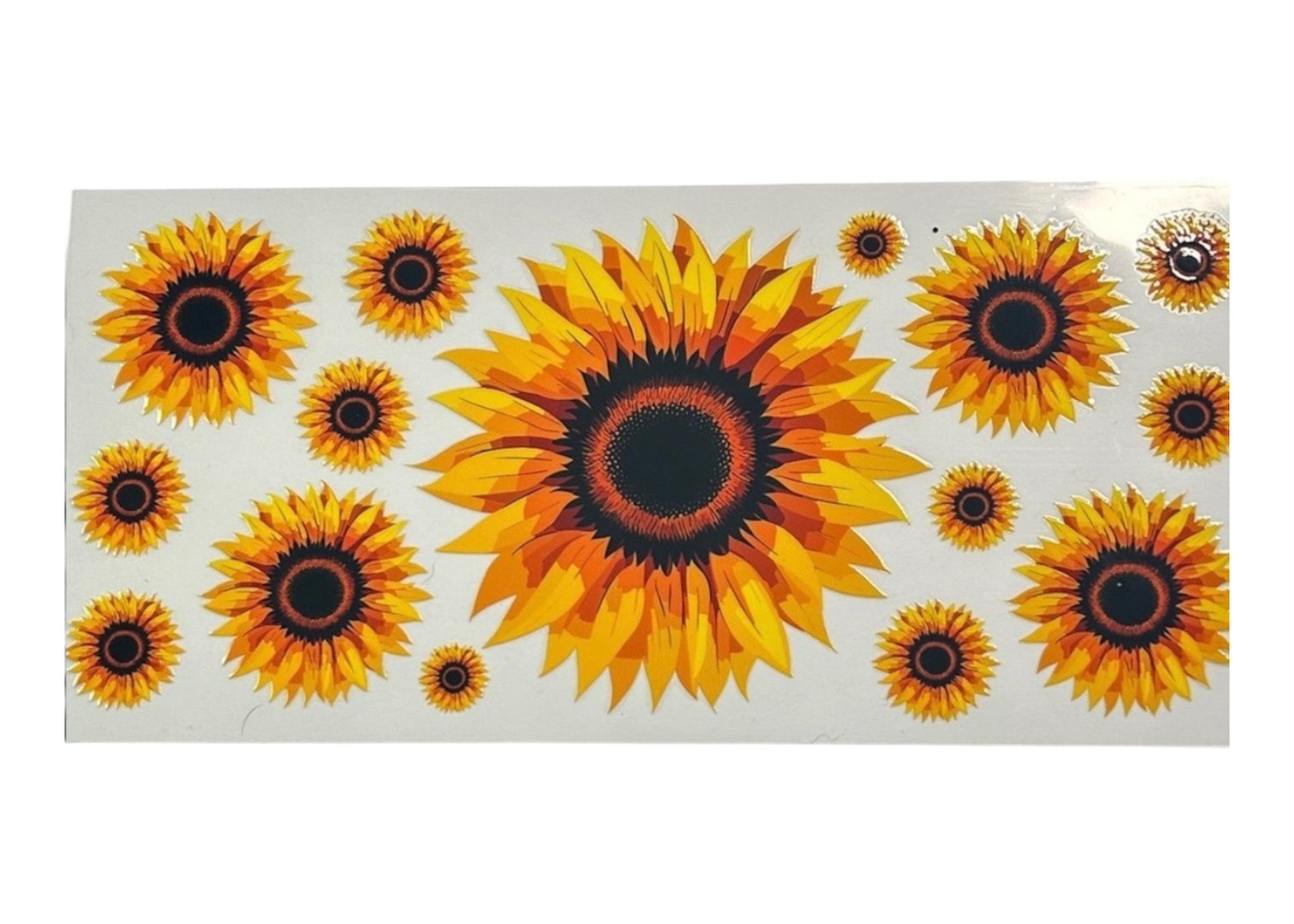Sunflower decals on a white background