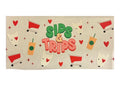 Cup wrap with cartoon dogs, drinks, and 'Sips & Trips' text on a white background