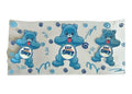 Decal with blue bears and text on a white background