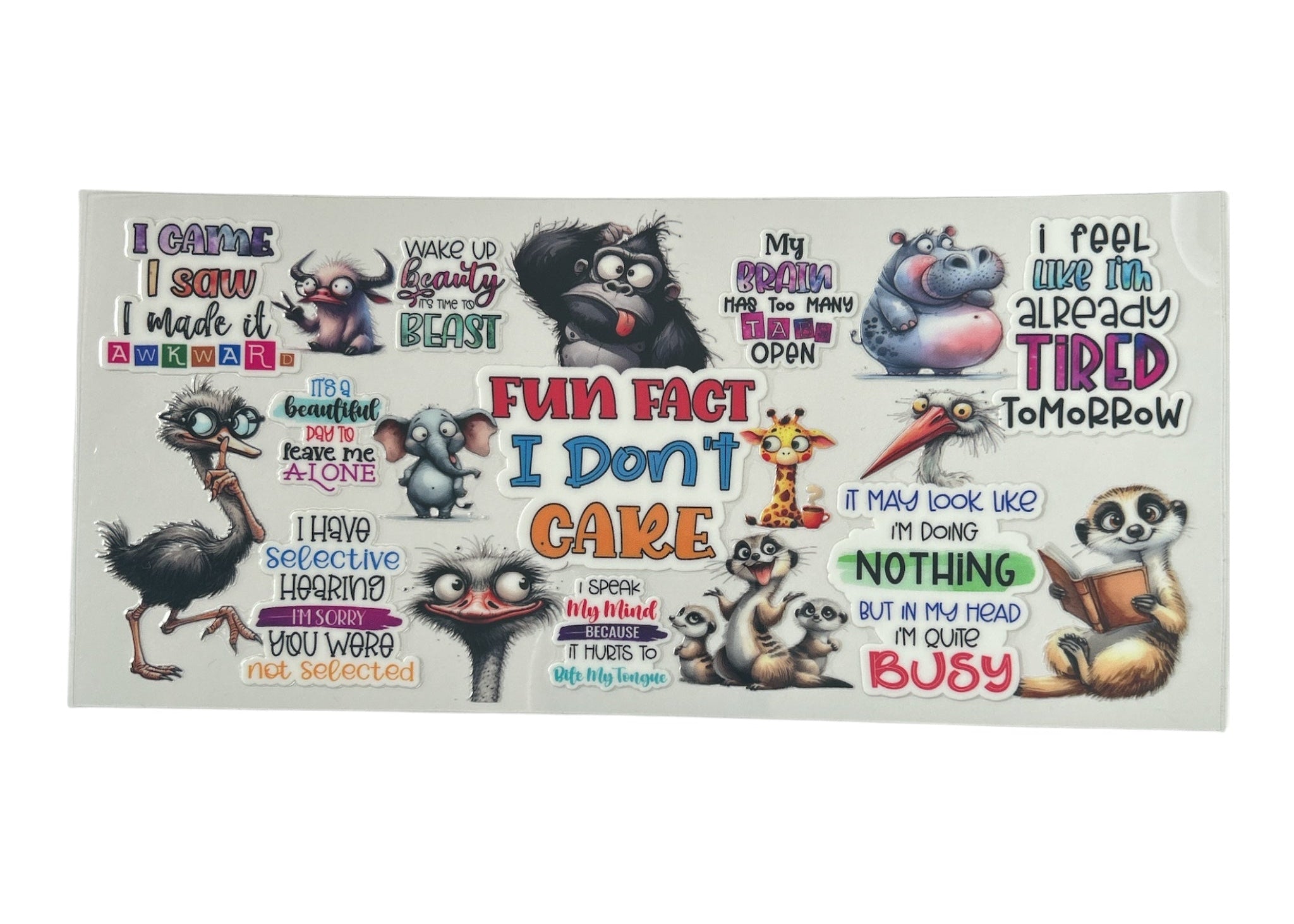 Cartoon characters with humorous text on a white background