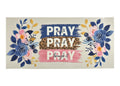 Decorative decal with floral designs and prayer text on a clear background
