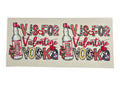 Valentine's Day-themed product with 'V' is for Valentine Vodka' text and vodka bottle illustrations on a beige background.