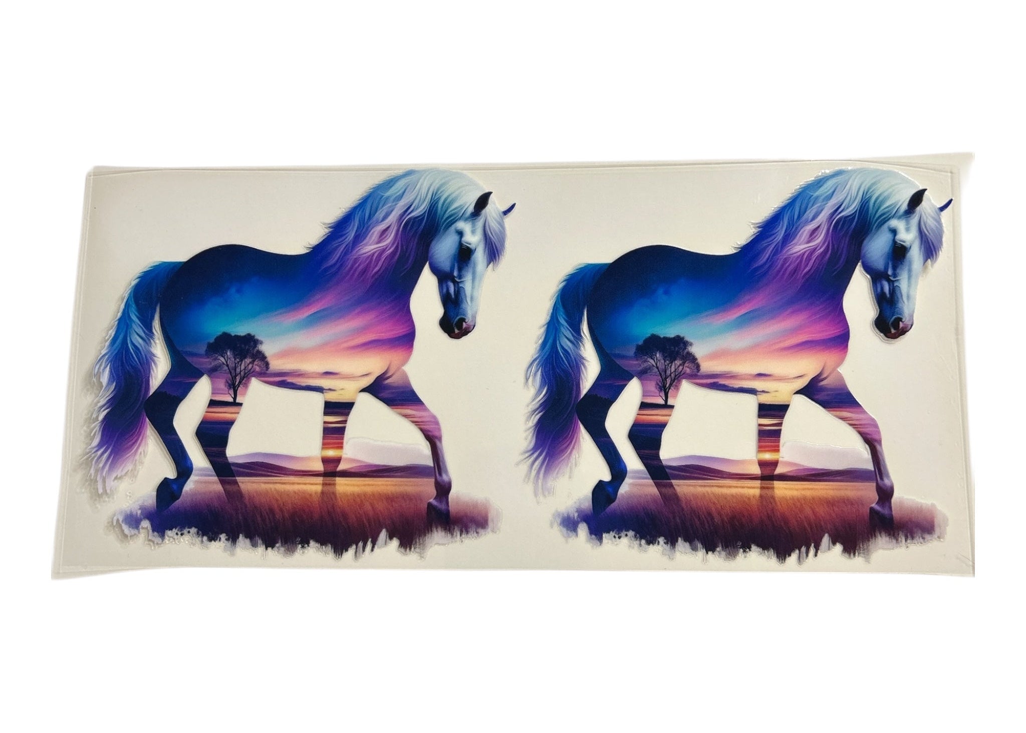 Two horse designs on a white background