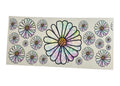 Colorful flower-shaped stickers on a white background