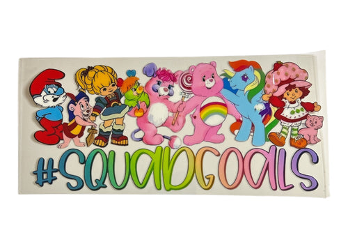 Cartoon characters with '#SquadGoals' text on a white background