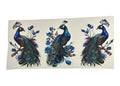 Decorative cup wrap with three peacock illustrations on a clear background