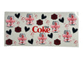 Diet Coke-themed cup wrap decal sheet with roses, hearts, and bow designs on a clear background.