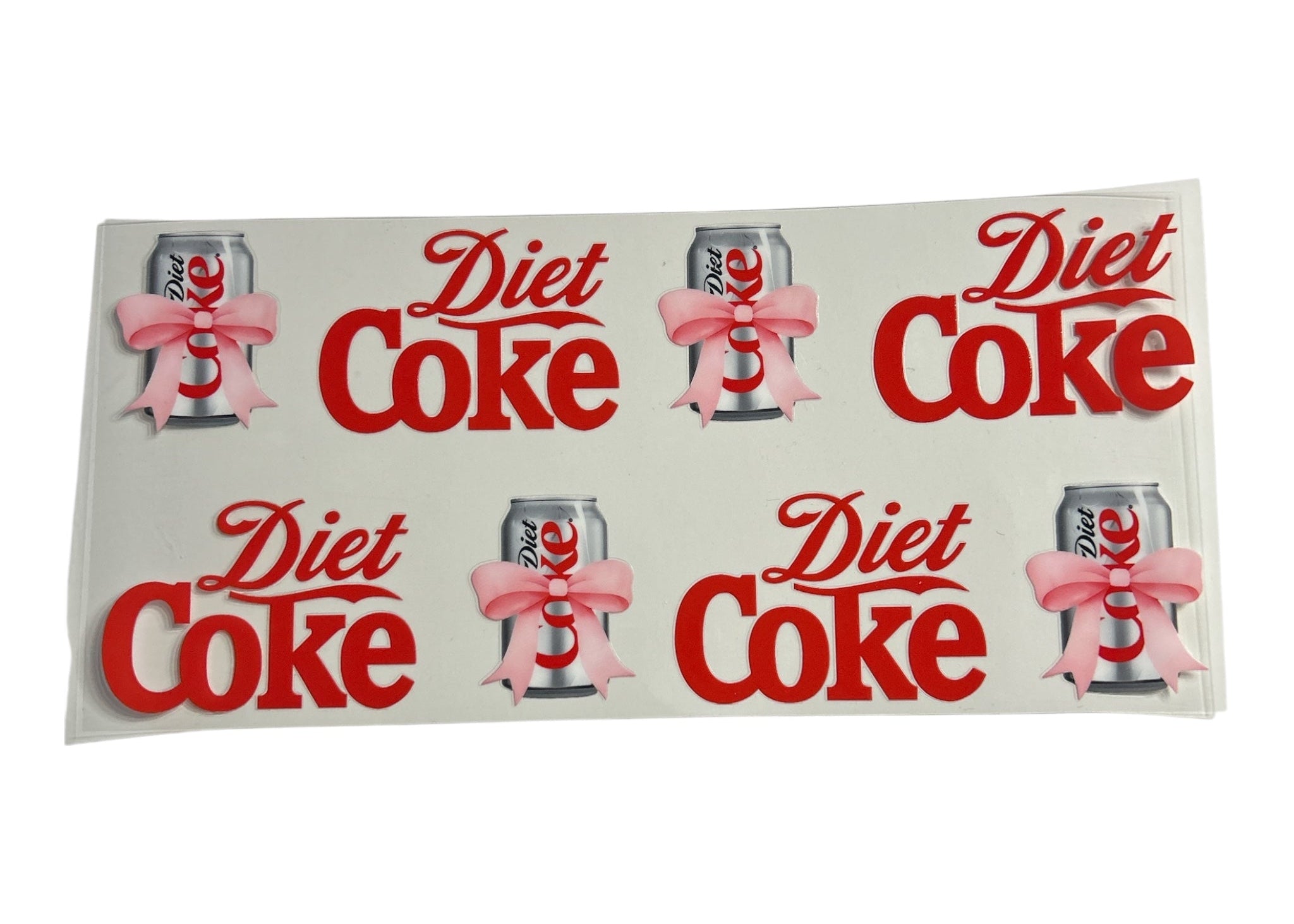 Diet Coke logo with pink bows on a white background