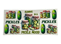 Sticker with pickle-themed designs and text on a white background