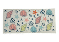 Rectangular cup wrap with shell and starfish pattern on a clear background