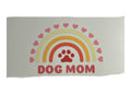 Cup wrap with rainbow, hearts, and 'DOG MOM' text on a white background