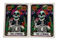 Cup Decals with "The Stoner" tarot cards with a skeleton and other stoner elements
