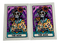 Two identical tarot card decals featuring a skeleton with flowers and the text 'The Mom' on a purple background.