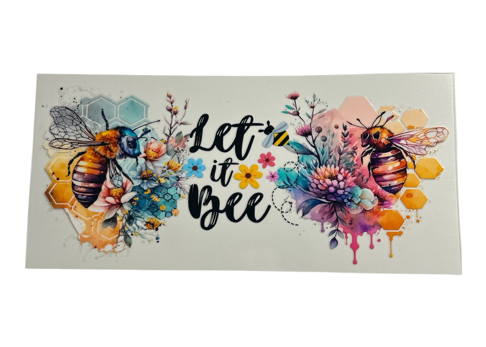 Colorful design with bees and flowers on a white background