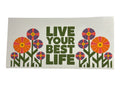 Motivational cup wrap with colorful flowers and 'Live Your Best Life' text on a white background