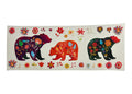 Decorative cup wrap with colorful bears and flowers on a white background