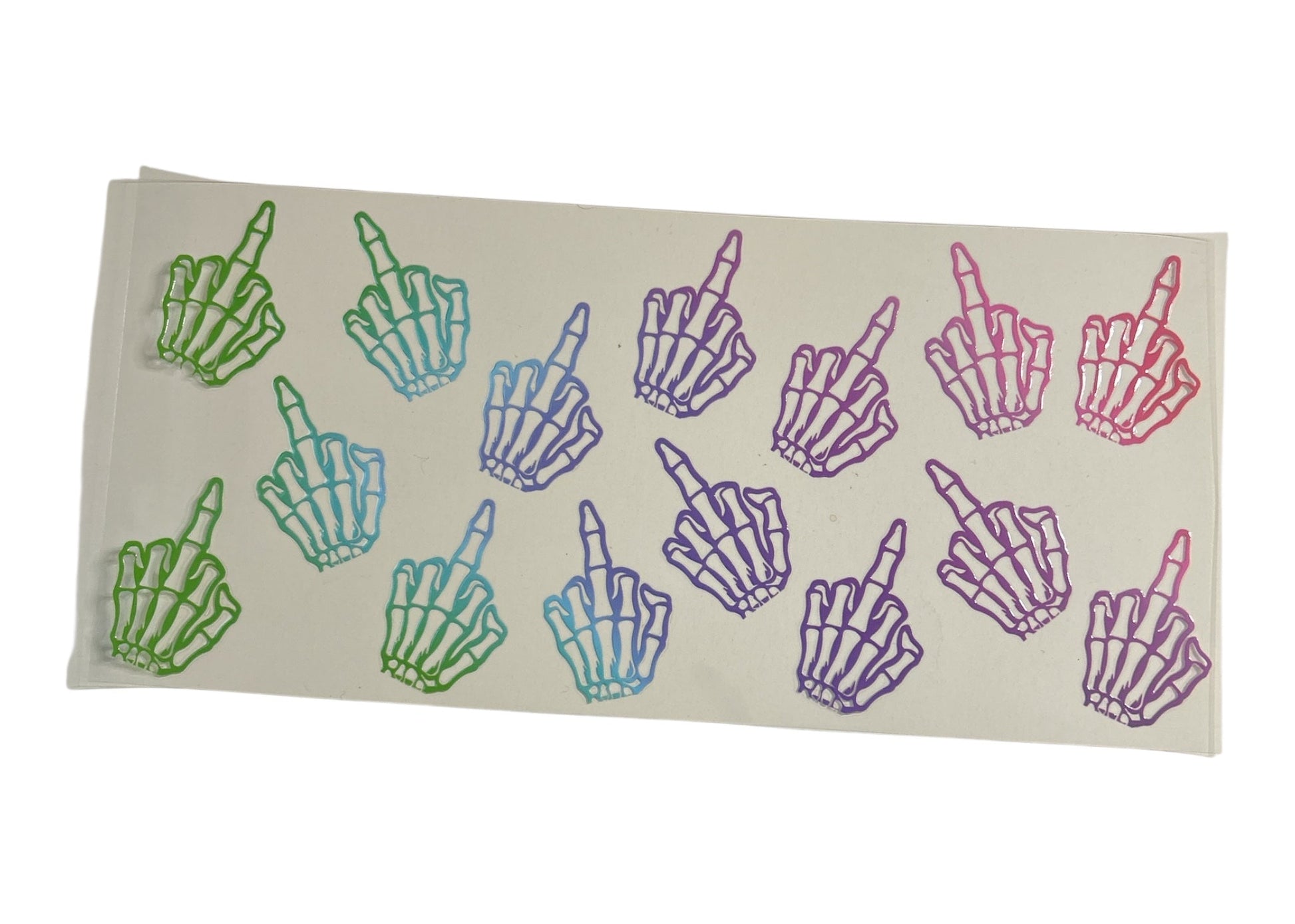 Colorful hand gesture stickers on a clear background