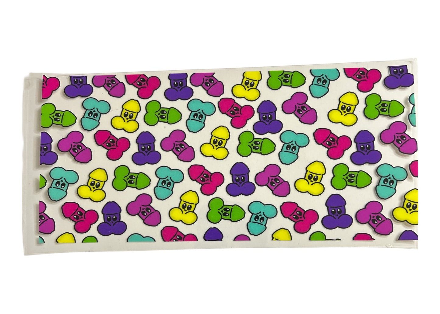 Colorful little cartoon penis' on a clear cup wrap