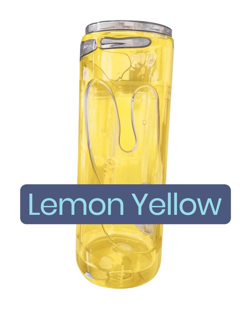 Yellow tumbler on a white background